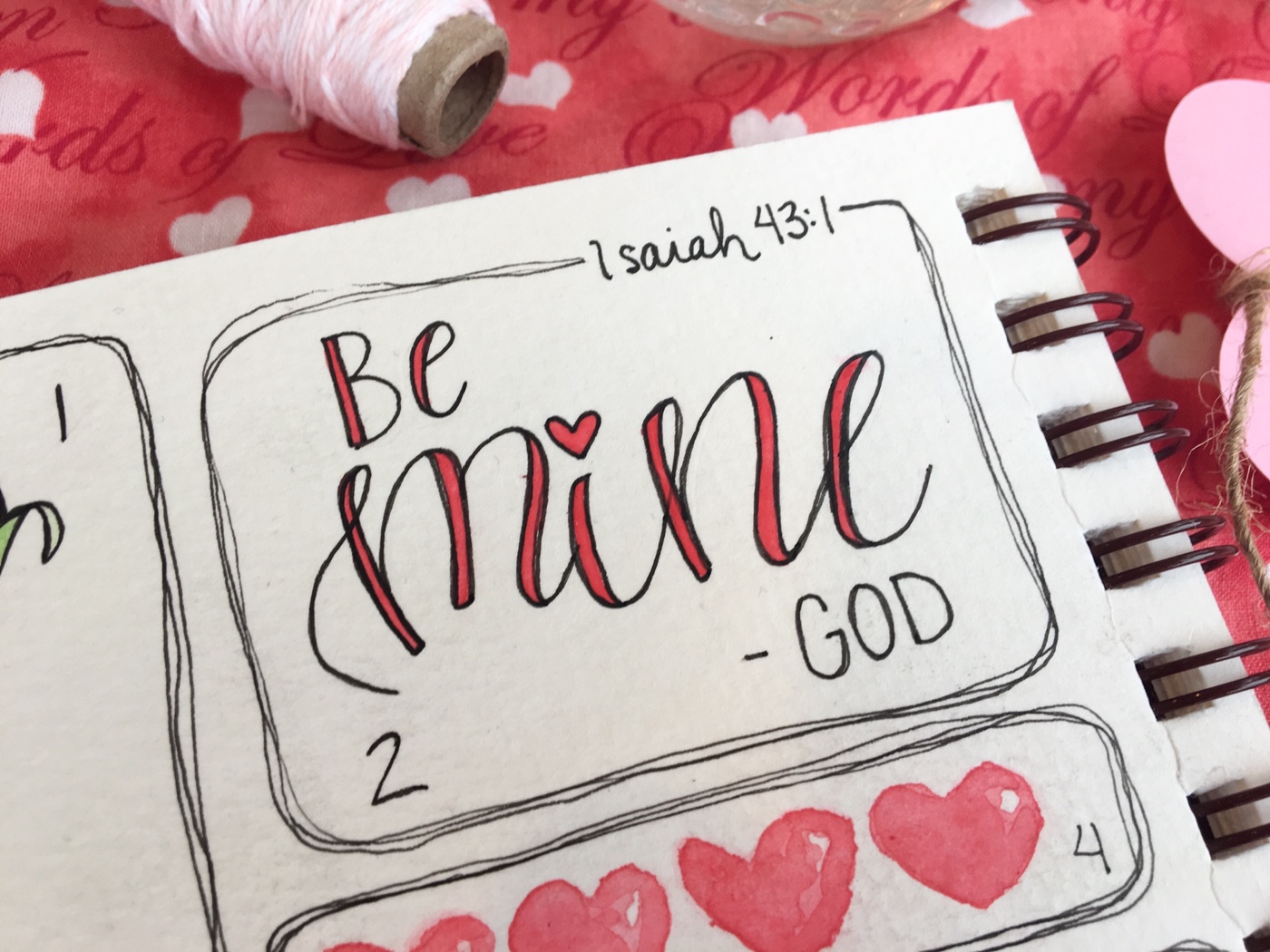 A love note from God - hand lettered February prompt