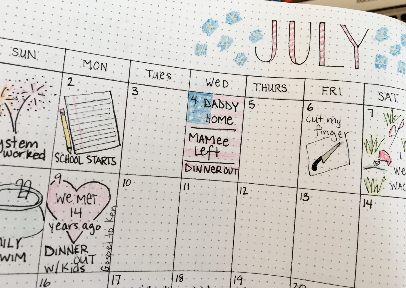 Bullet Journal: Calendar Memory Page