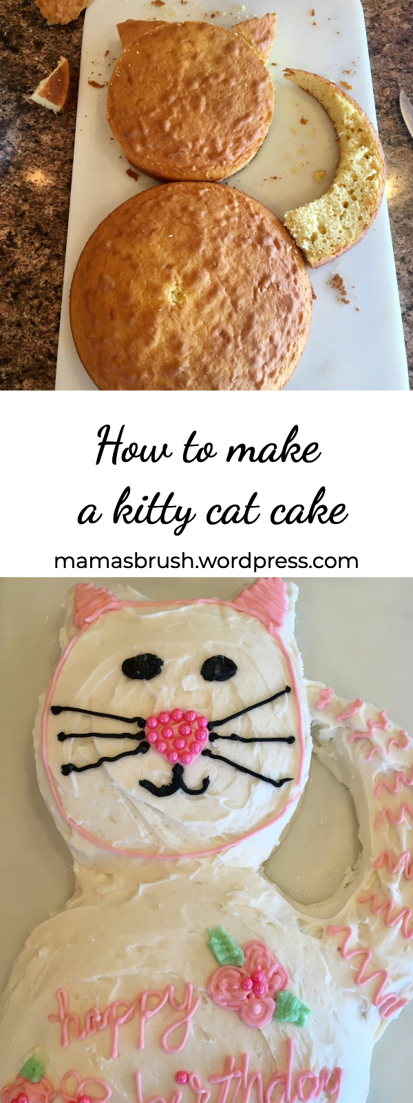 How to make an Easy Kitty Cat Cake from a Box Mix and Standard Pans
