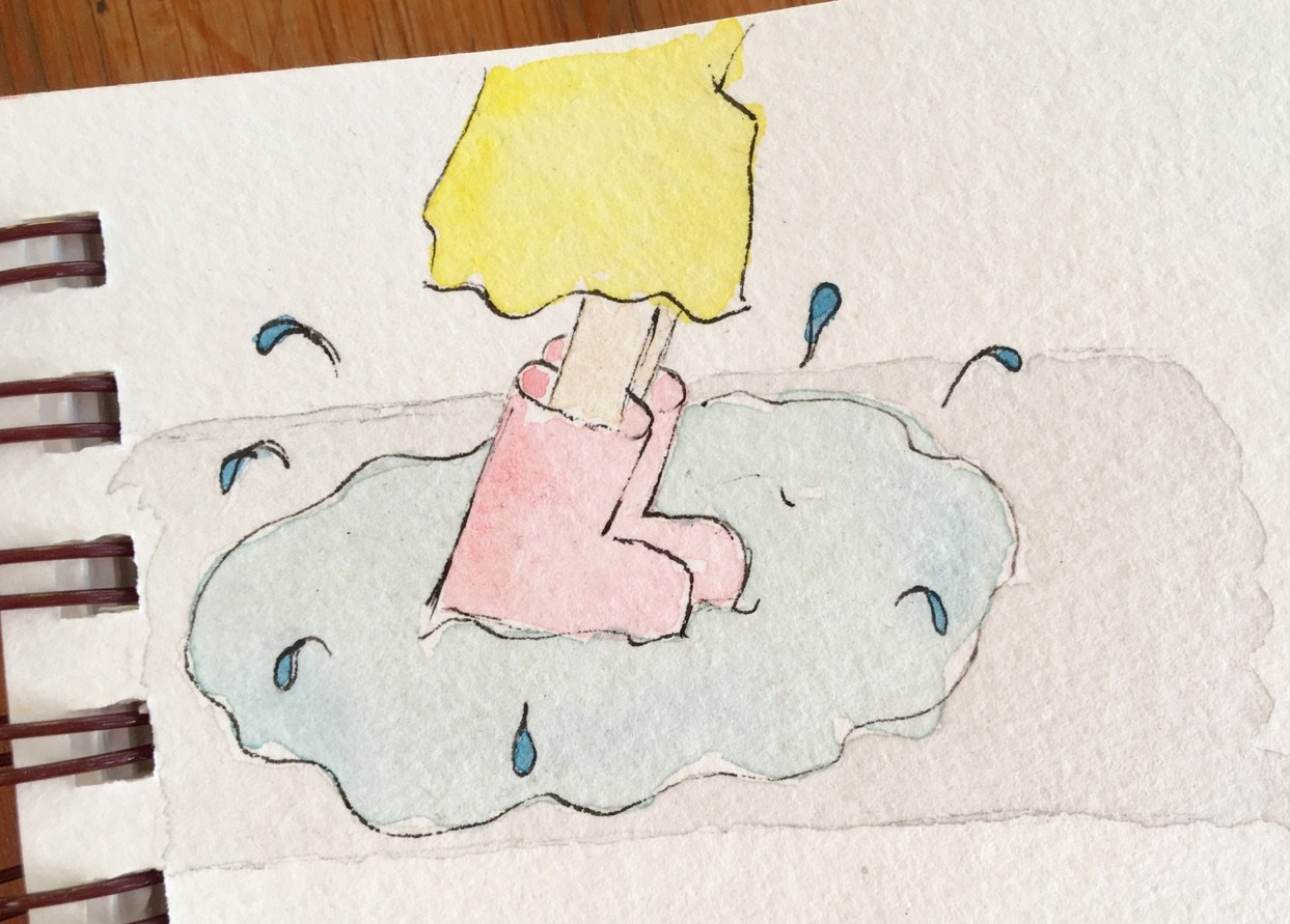 Illustrating children - Jumping in a Puddle