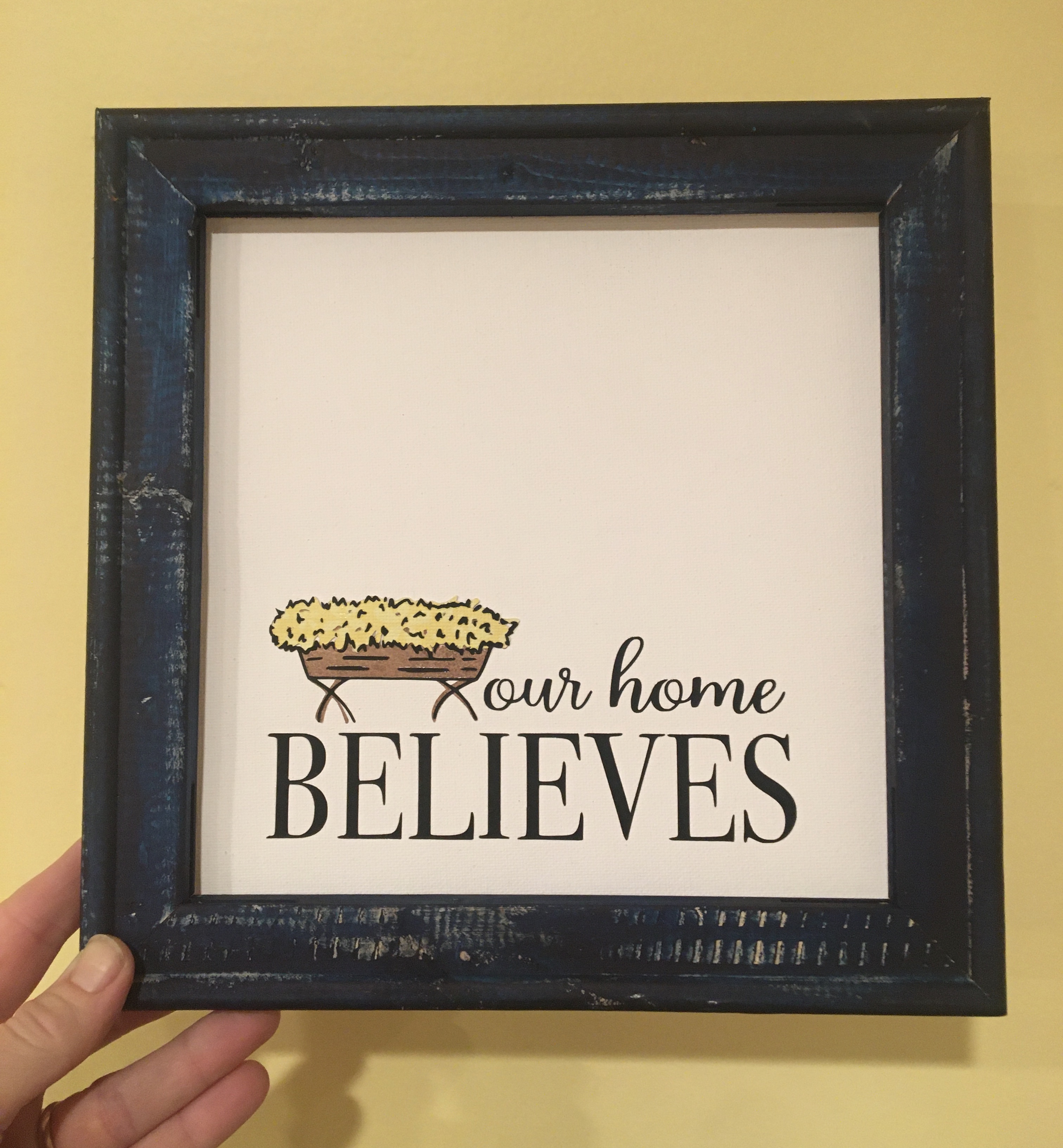 Christmas Market Crafts #ourhomebelieves #Christmas #sign #manger #reverse canvas