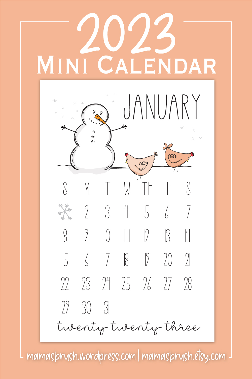 2023 Mini Illustrated Chicken Calendar